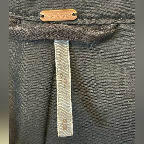 Free People Linen Blend Bomber Utility Jacket Washed Black M - Picture 5 of 16